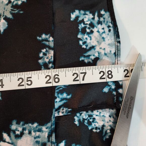 Simply Vera Wang Shirt Top Black Floral 3/4 Sleeve Split Open Back Women's L - Picture 13 of 13